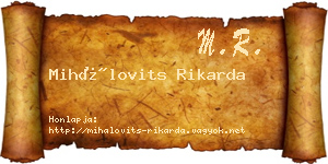 Mihálovits Rikarda névjegykártya
